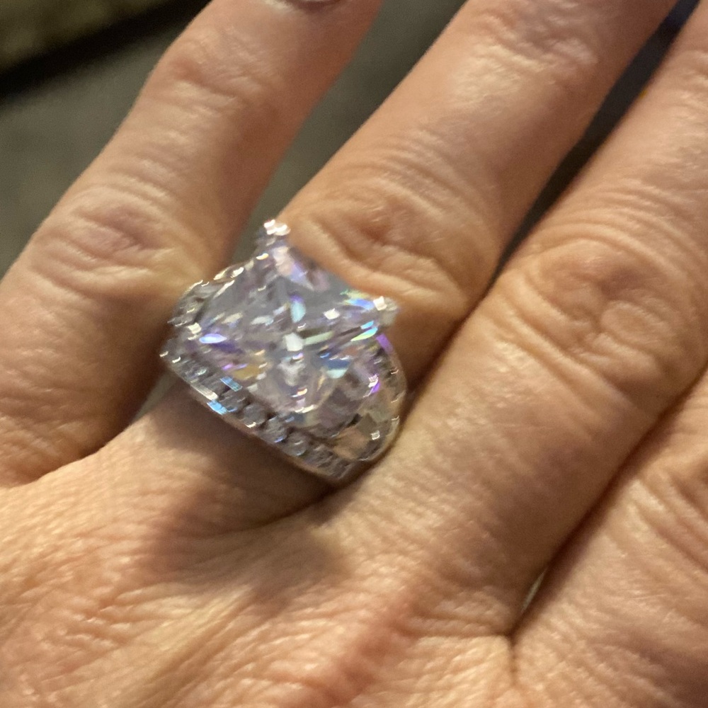 NWT JTV Bella Luce 15.18 CTW Rhodium Plated Sterling Sliver Ring size 7